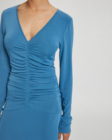 AMELIE Long Sleeve Fit and Flare Midi Jersey Dress