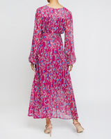 AUBREE Long Sleeve Midi Dress in Floral Printed Georgette