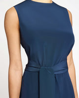 CECILIA Sleeveless Midi Dress with Asymmetrical Hemline in Silk Crepe de Chine