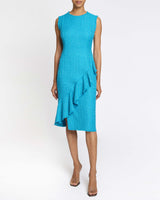 CAMI Sleeveless Sheath Dress with Skirt Ruffle in Luxury Tweed