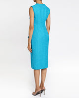 CAMI Sleeveless Sheath Dress with Skirt Ruffle in Luxury Tweed