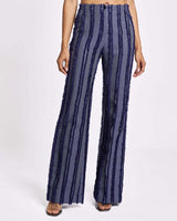 BETH Flared Pant in Stripe Fringed Organic Cotton Denim