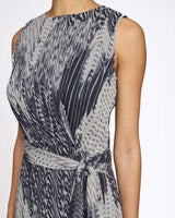 DOROTHY A-Line Midi Dress with Waist Tie in Silk Georgette