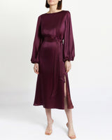 PARKER Fit and Flare Midi Dress with Lantern Sleeves in Silk Blend