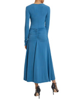 AMELIE Long Sleeve Fit and Flare Midi Jersey Dress