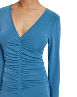 AMELIE Long Sleeve Fit and Flare Midi Jersey Dress