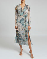 BLAIRE Midi Dress in Printed Silk Crinkle Chiffon