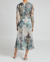 BLAIRE Midi Dress in Printed Silk Crinkle Chiffon