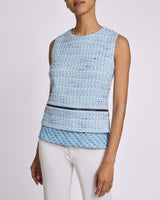 CATERINA Sleeveless Top with Zipper Detail in Modern Tweed