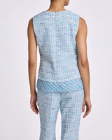CATERINA Sleeveless Top with Zipper Detail in Modern Tweed