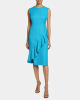 CAMI Sleeveless Sheath Dress with Skirt Ruffle in Luxury Tweed