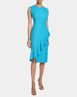 CAMI Sleeveless Sheath Dress with Skirt Ruffle in Luxury Tweed
