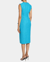 CAMI Sleeveless Sheath Dress with Skirt Ruffle in Luxury Tweed