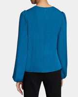 RUBY Long Sleeve Blouse with Cinched Waist in Silk Georgette