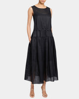 MISTY Sleeveless Drop-Waist Midi Dress in Lightweight Ramie