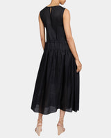 MISTY Sleeveless Drop-Waist Midi Dress in Lightweight Ramie
