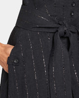 NIA Midi Dress in Metallic Stripe in Lightweight Linen