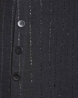 SERAFINA Midi A-Line Shift Dress in Metallic Striped Linen