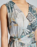 VELIA Faux Wrap Dress in Printed Silk Crinkle Chiffon