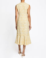 ANDI Sleeveless Fit and Flare Sheath Dress in Lightweight Cotton Tweed