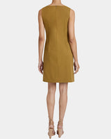 DEE Sleeveless Double Breasted A-Line Dress with Asymmetric Skirt Panel in Stretch Cotton