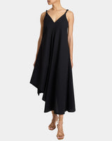 KOURT Asymmetric Sleeveless Linen Blend Midi Billow Dress