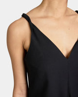 KOURT Asymmetric Sleeveless Linen Blend Midi Billow Dress