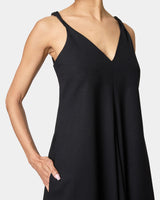KOURT Asymmetric Sleeveless Linen Blend Midi Billow Dress