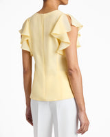 ELLA Silk Flutter Sleeve Buttoned Blouse with Waist Panel