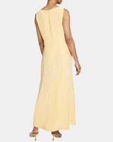 EMERSON Sleeveless Silk Midi Dress with Skirt Side Cascading Ruffles