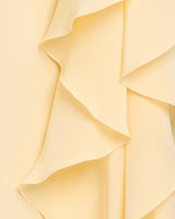 EMERSON Sleeveless Silk Midi Dress with Skirt Side Cascading Ruffles