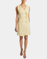 DEE Sleeveless Double Breasted A-Line Dress with Asymmetric Skirt Panel in Lightweight Cotton Tweed
