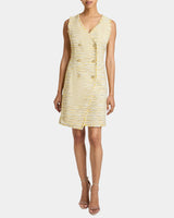 DEE Sleeveless Double Breasted A-Line Dress with Asymmetric Skirt Panel in Lightweight Cotton Tweed
