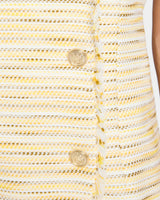 DEE Sleeveless Double Breasted A-Line Dress with Asymmetric Skirt Panel in Lightweight Cotton Tweed