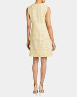 DEE Sleeveless Double Breasted A-Line Dress with Asymmetric Skirt Panel in Lightweight Cotton Tweed