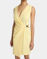 TILLY Sleeveless Faux Wrap Dress in Soft Stretch Crepe