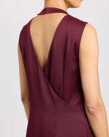 AMINA Mock Neck Shift Dress in Fluid Crepe