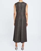 BELLE Sleeveless Midi Dress with Front Seam Detail