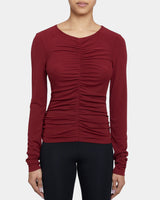 CLEA Long Sleeve Fitted Top with Front Ruching