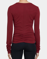 CLEA Long Sleeve Fitted Top with Front Ruching