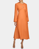 IMANI Long Sleeve Midi Dress in Silk Crepe de Chine
