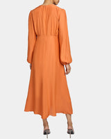 IMANI Long Sleeve Midi Dress in Silk Crepe de Chine