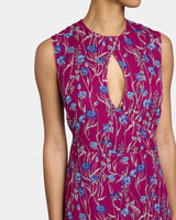 KAY Sleeveless Fit and Flare Keyhole Midi Dress in Floral Georgette