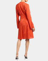 KAYDEN Long Sleeve Faux Wrap Fit and Flare Dress