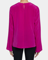 NOA Long Sleeve Keyhole Blouse in Silk Crepe De Chine
