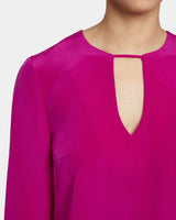 NOA Long Sleeve Keyhole Blouse in Silk Crepe De Chine
