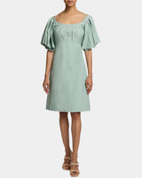 DYLAN A-Line Cotton Shift Dress with Short Lantern Sleeves