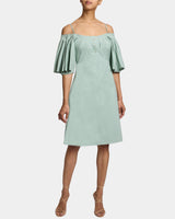 DYLAN A-Line Cotton Shift Dress with Short Lantern Sleeves