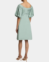 DYLAN A-Line Cotton Shift Dress with Short Lantern Sleeves