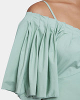 DYLAN A-Line Cotton Shift Dress with Short Lantern Sleeves